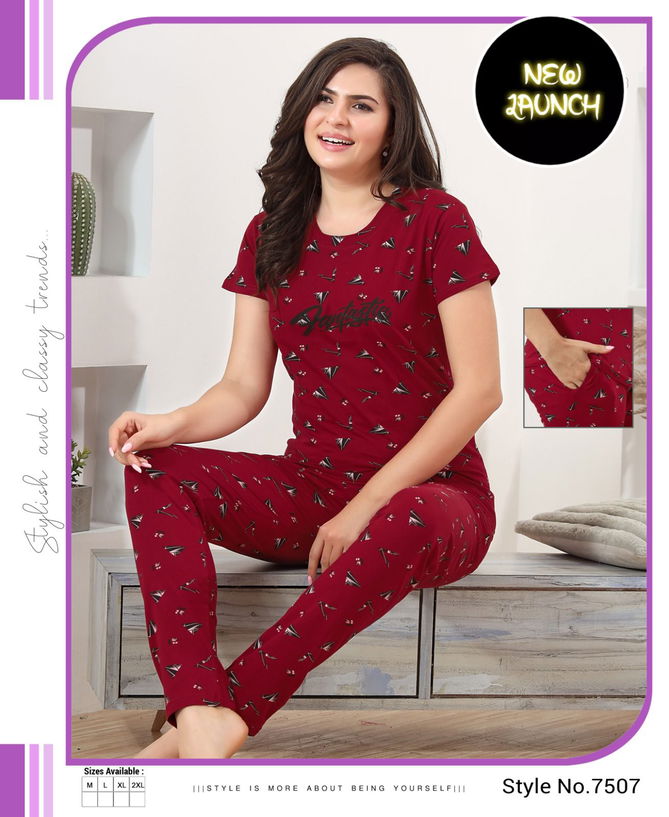 Summer Special Vol B 479 Printed Hosiery Cotton Night Suit
